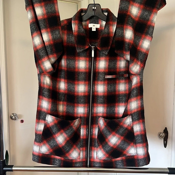 Bp. Plaid Shirt Jacket In Brown-rust Combo. Size Large - Picture 2 of 5